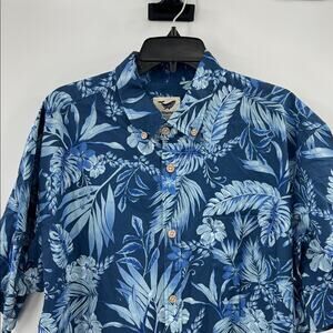 Yiume Men's Hawaiian Short Sleeve Button Down Shirt - Blue Multi - XXXL